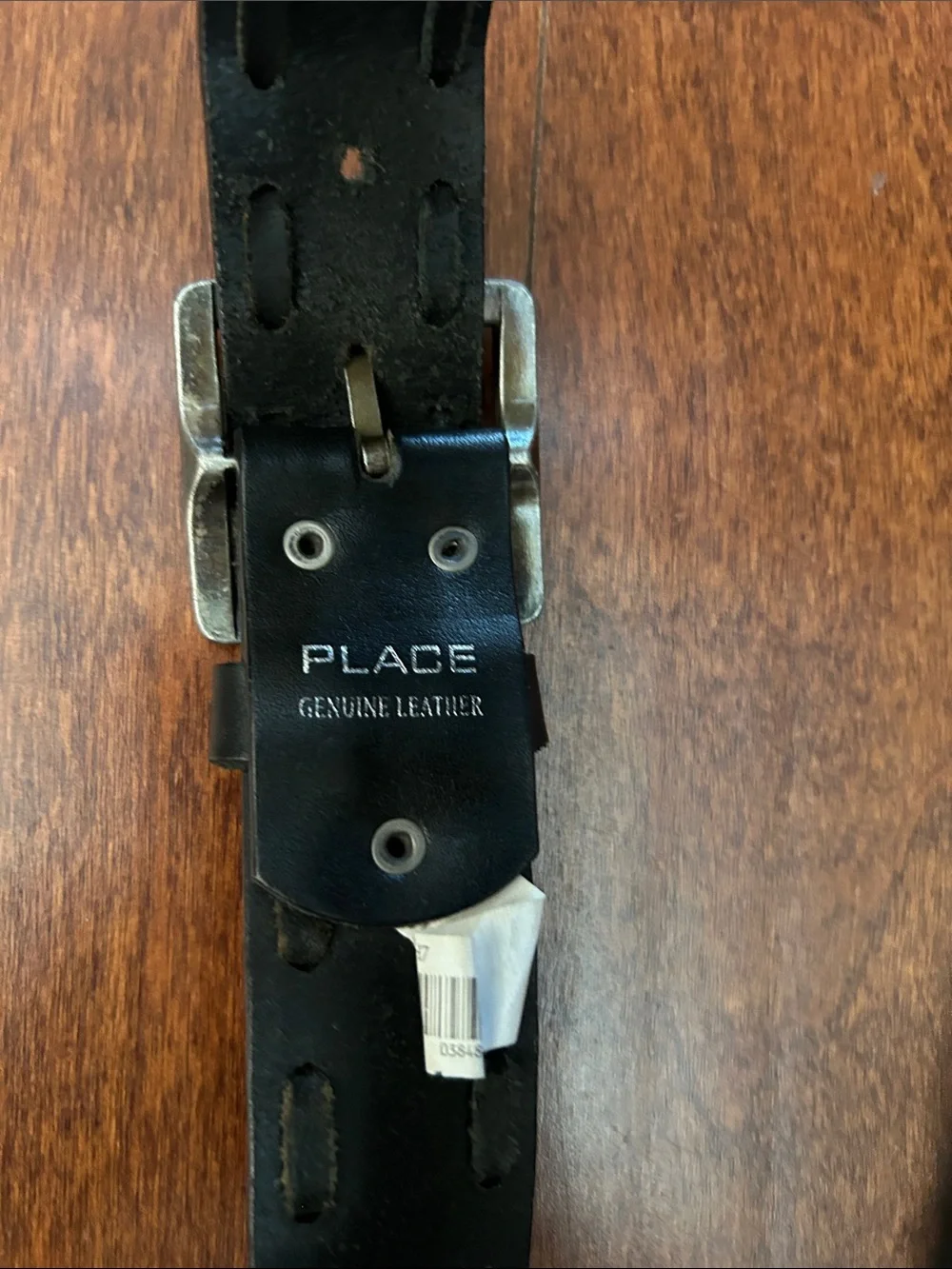The Children’s Place Kid’s Chunky Black Leather Belt, Silver Buckle, Size 8-14